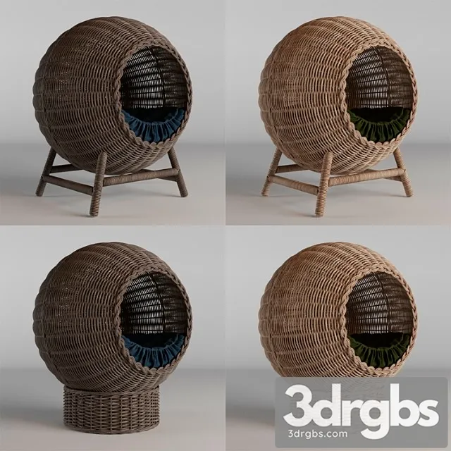 Wicker baskets for pets 2 3D Model Free