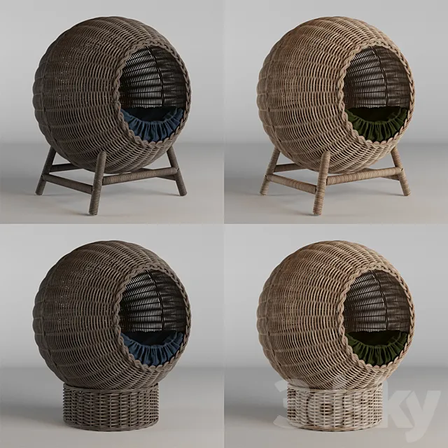 Wicker baskets for pets 3D Model