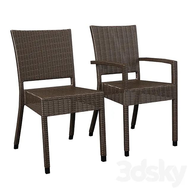 Wicker Chairs and wa24 wa34 3D Model
