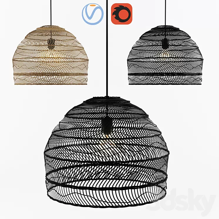 Wicker Hanging Lamp – HK living 3D Model