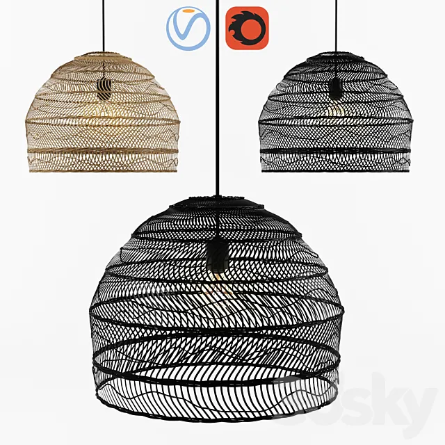 Wicker Hanging Lamp - HK living 3DModel