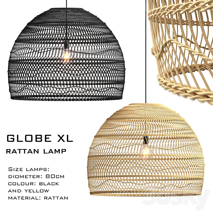 Wicker lamp globe xl 3D Model