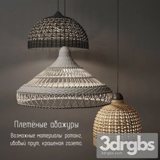 Wicker Lamp Shades 3D Model Free