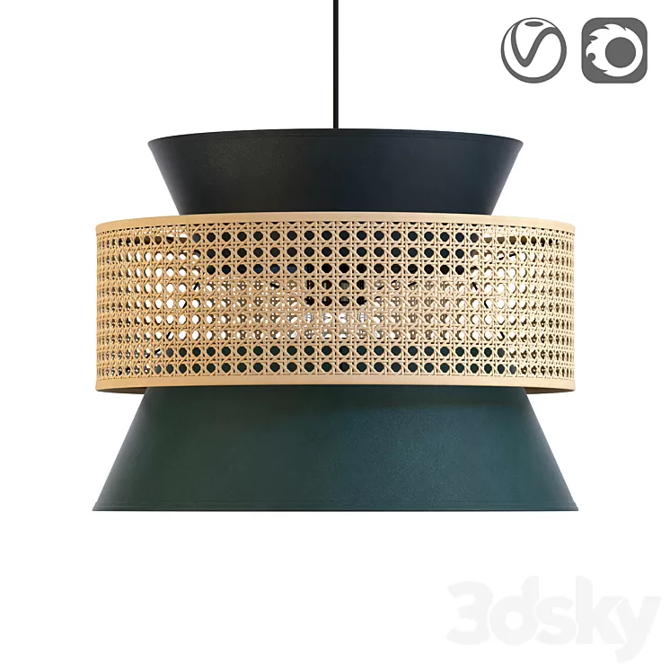 Wicker lampshade for DOLKIE chandelier 3D Model