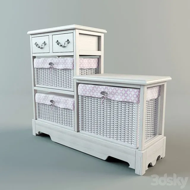 Wicker laundry basket 3D Model