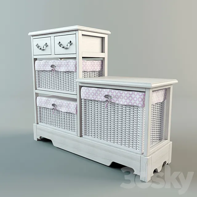 Wicker laundry basket 3D Model