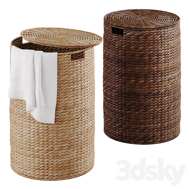 Wicker laundry baskets 3D Model