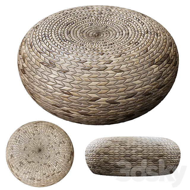Wicker ottoman 3D Model