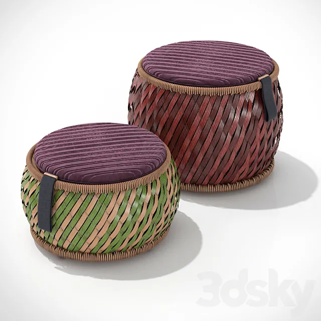 Wicker ottomans DEDON DALA 3D Model