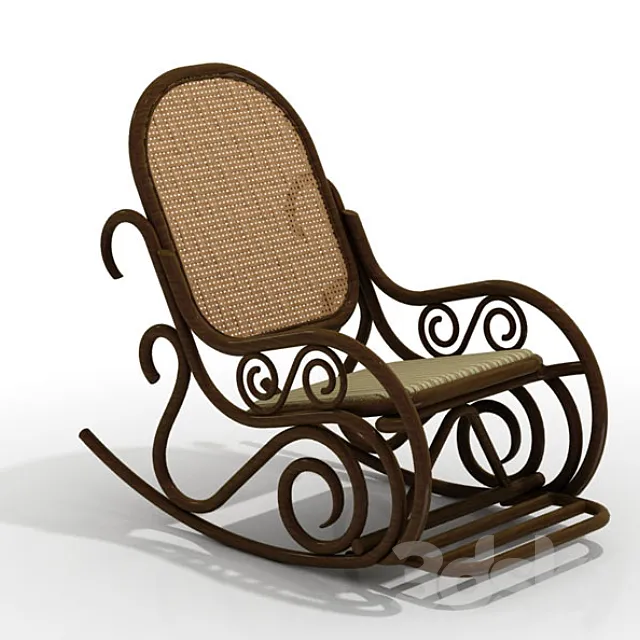 Wickerwork armchair-rocking chair 3DModel