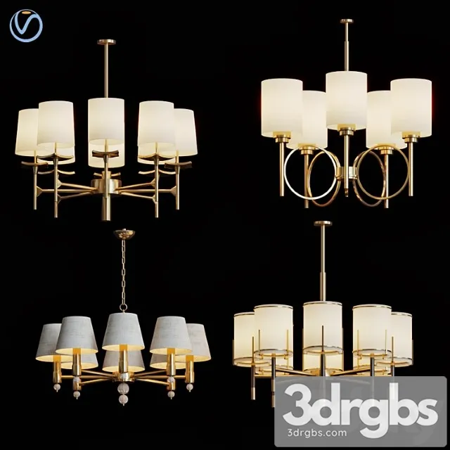 Wide antique brass chandelier_3 3D Model Free