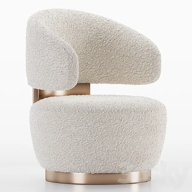 Wide Barrel Chair 3D Model