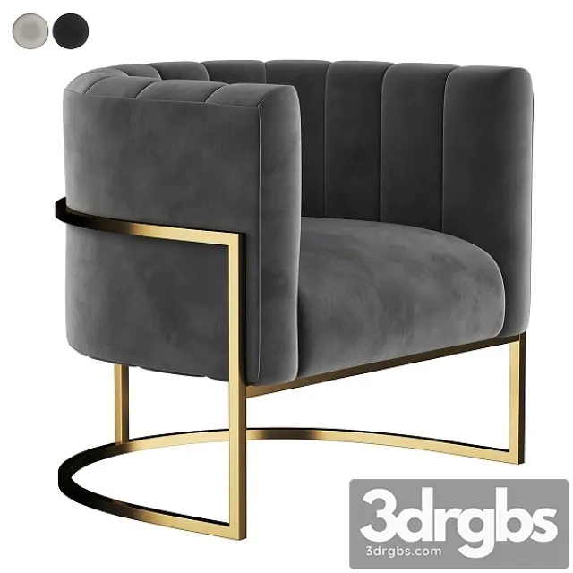 Wide Velvet Armchair 3D Model Free
