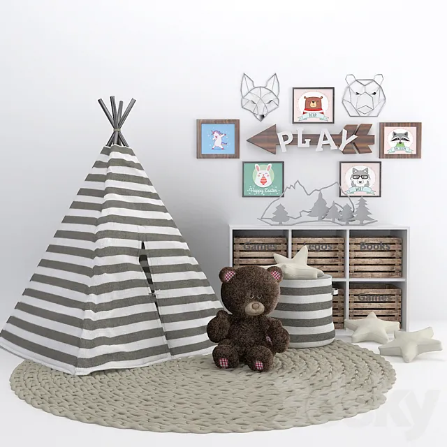 Wigwam nursery with a decor 2 3DModel