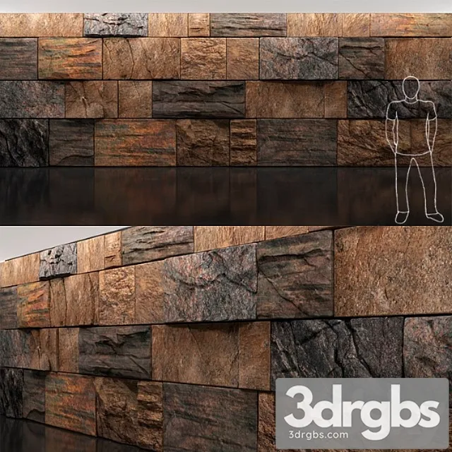 Wild Stone Wall 2 3D Model Free
