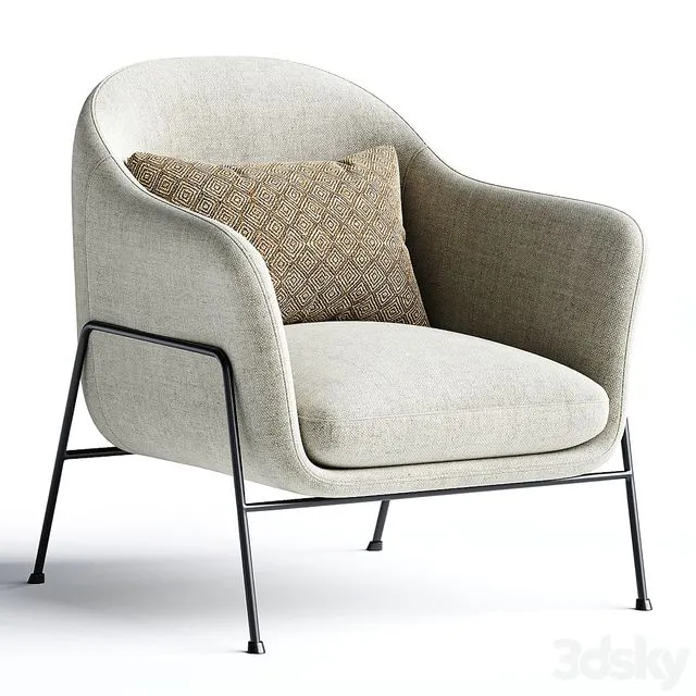 Wiley Ivory White Sherpa Armchair 3D Model