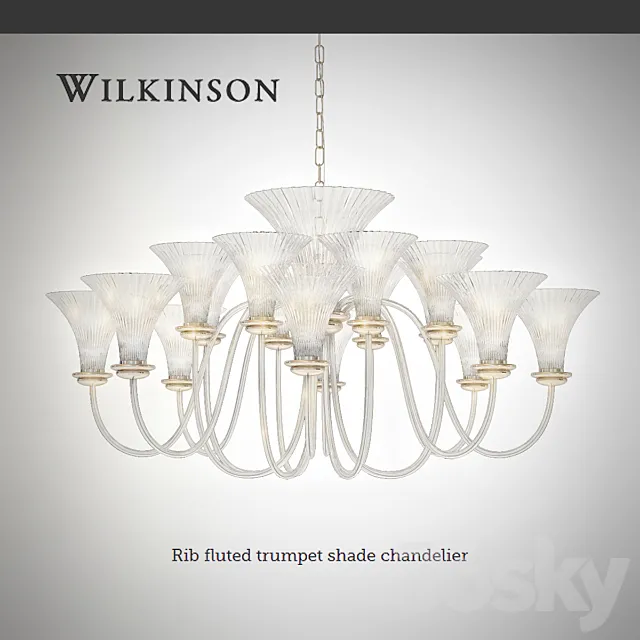Wilkinson-plc_Rib fluted trumpet shade chandelier 3D Model