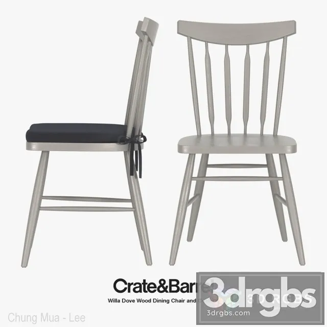 Willa Dove Wood Dining Chair 3D Model Free