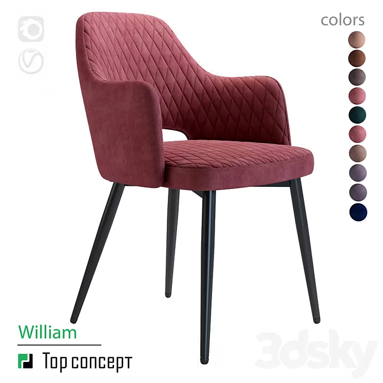 William chair with armrests (rhombus) 3D Model