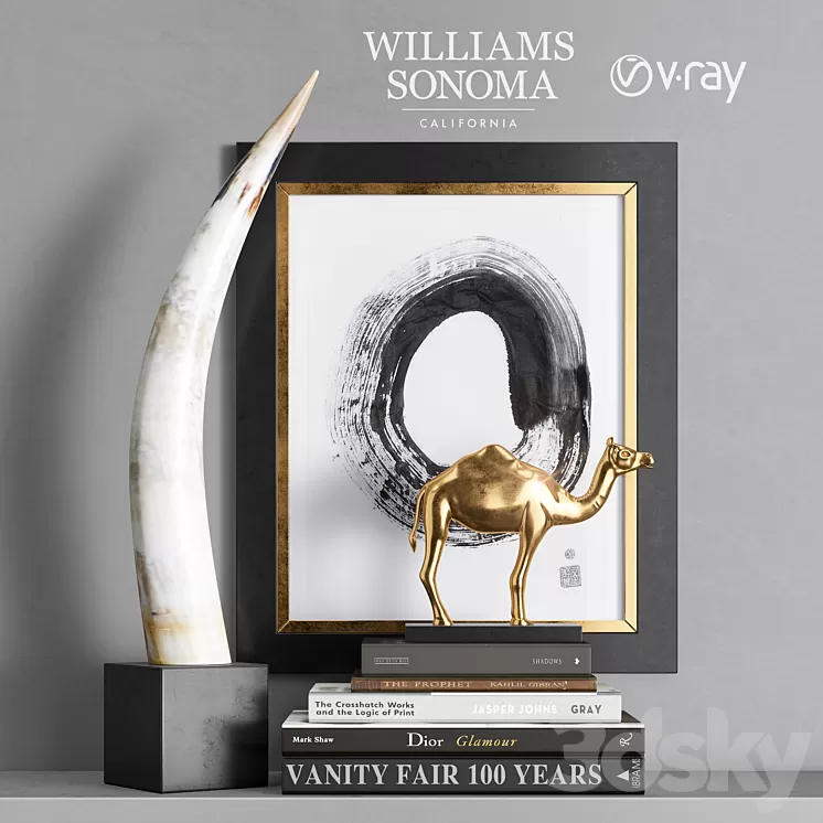 William Sonoma - Yak Horn On Black Stand 3D Model