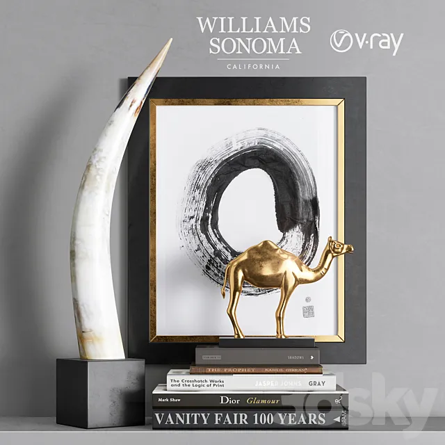 William Sonoma - Yak Horn On Black Stand 3DModel