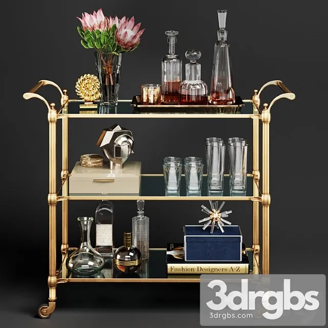 Williams sonoma beckett bar cart 2 3D Model Free