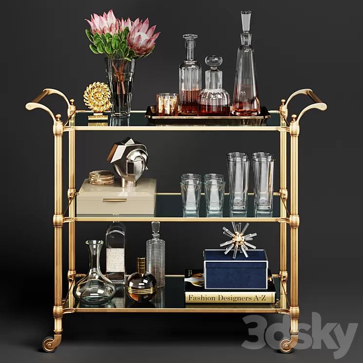 Williams Sonoma Beckett Bar Cart 3D Model