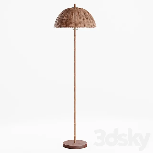 Willow Rattan Floor Lamp 3D Model