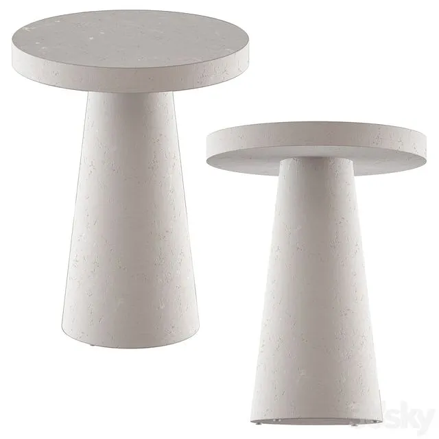 Willy White Plaster Pedestal Side Table 3D Model
