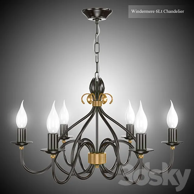 Windermere 6Lt Chandelier 3D Model