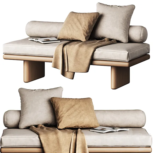 Window seat with cushions 3D Model