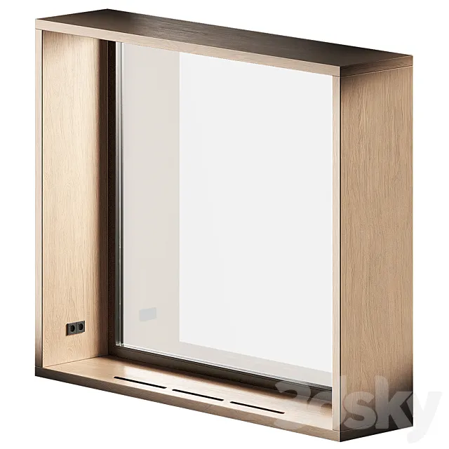 Window with wide slopes with rosettes. Perforation of convection holes in the window sill. 3D Model