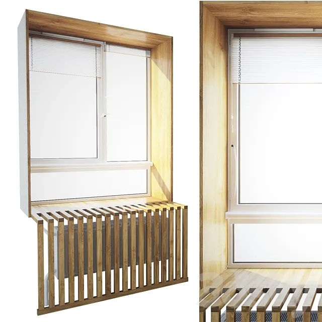 Window with wooden slopes 3DModel