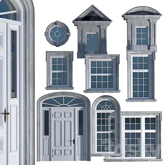 Windows and doors in the British classical style Free Download