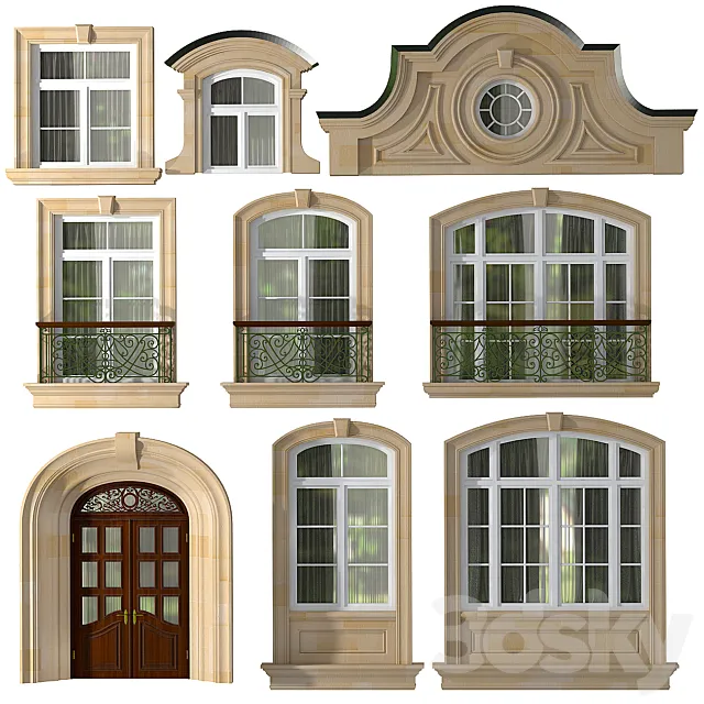 Windows and doors in the style of modern classics 3D Model