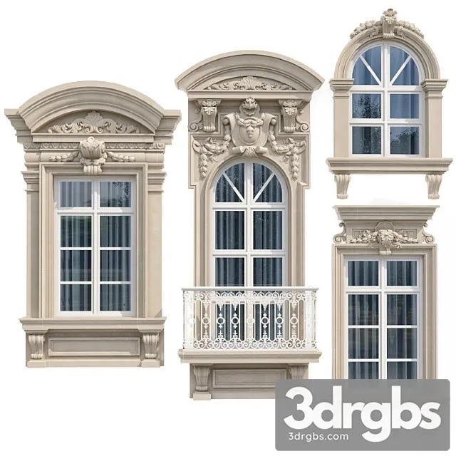 Windows In Modern Classic Style 8 3D Model Download