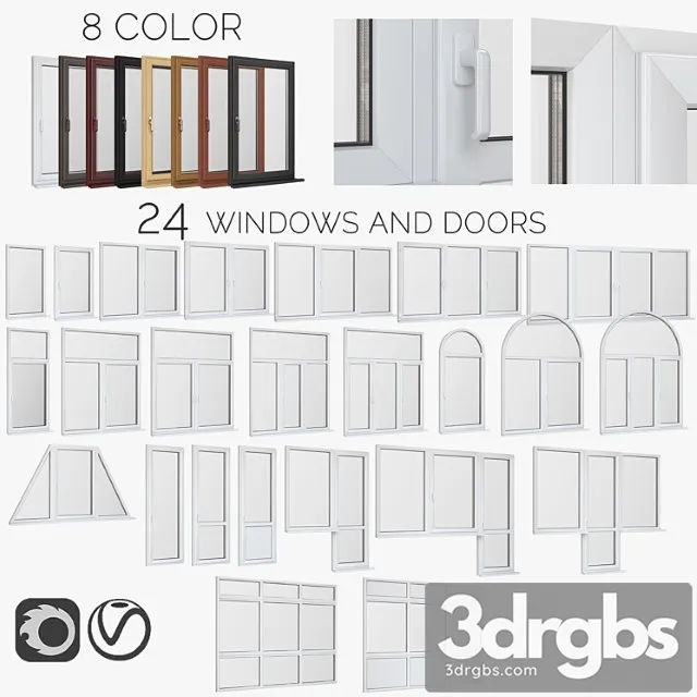 Windows PVC Doors 3D Model Free