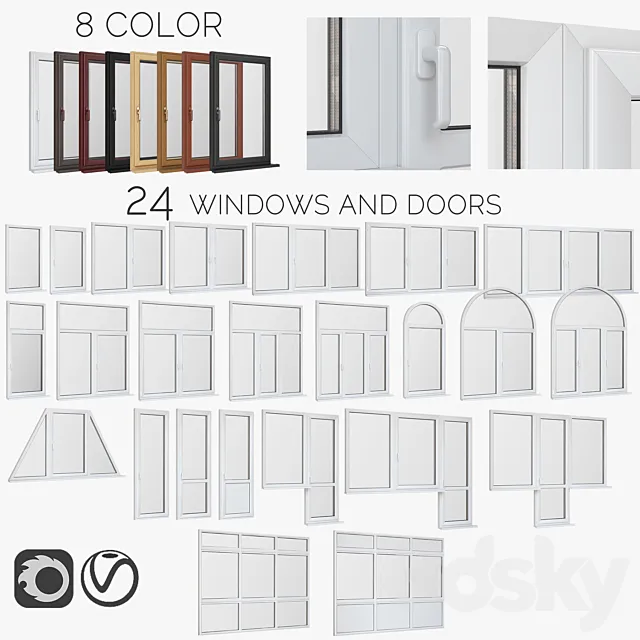 Windows. PVC doors 3DModel