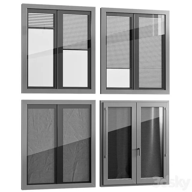Windows with built-in blinds Finstral 3D Model