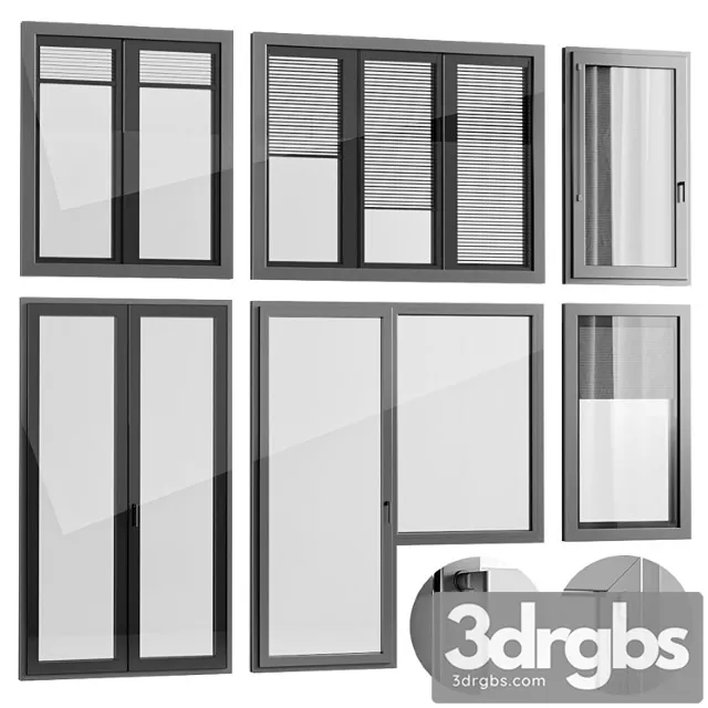 Windows with built-in blinds finstral 3D Model Free