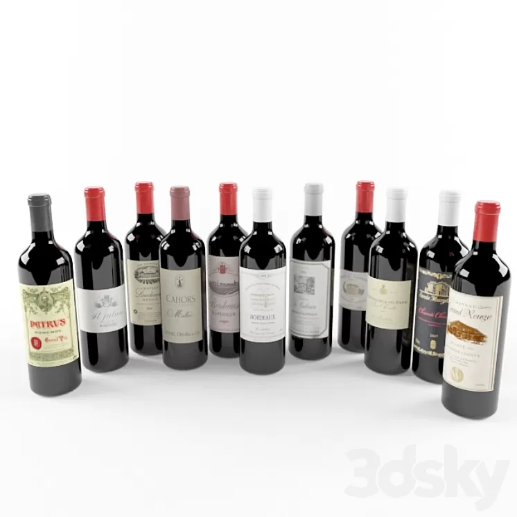 Wine Bottle (Bordeaux) 3D Model