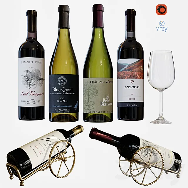 wine bottle set 11 3DModel