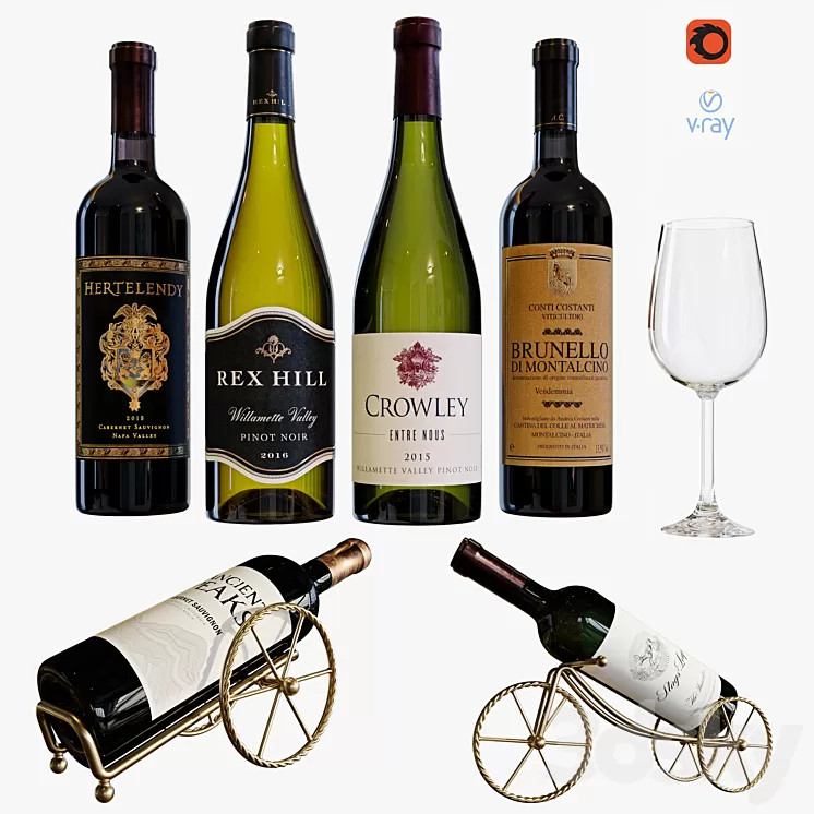wine bottle set 12 3D Model
