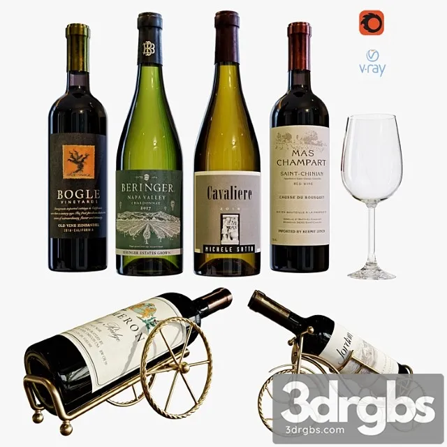 Wine bottle set 13 3D Model Free