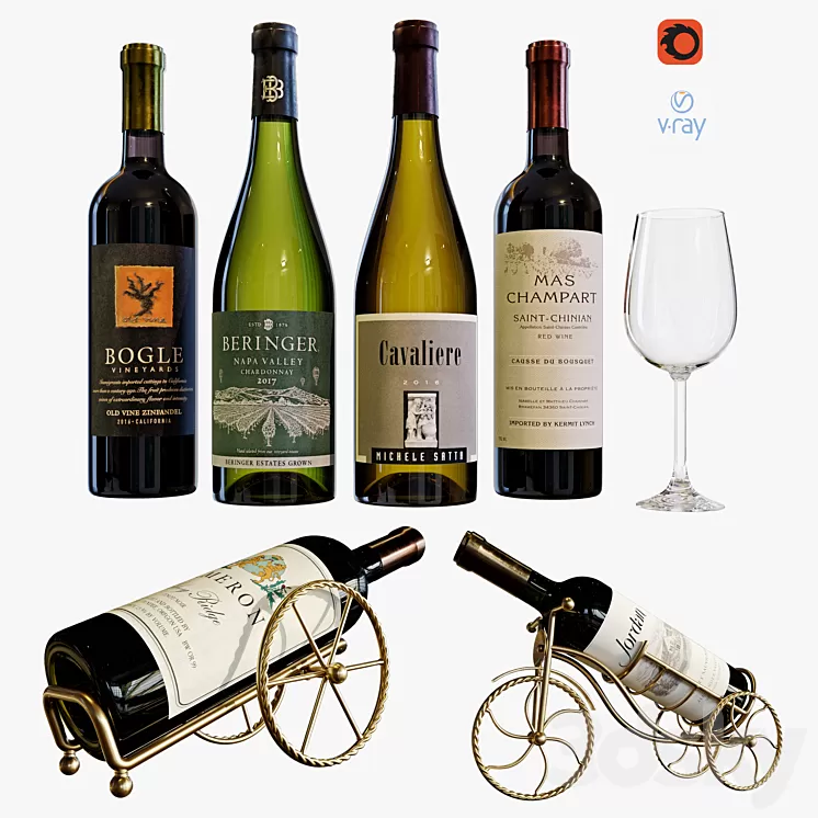 wine bottle set 13 3D Model
