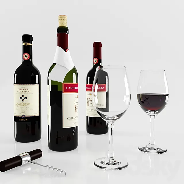 Wine Bottles 3D Model