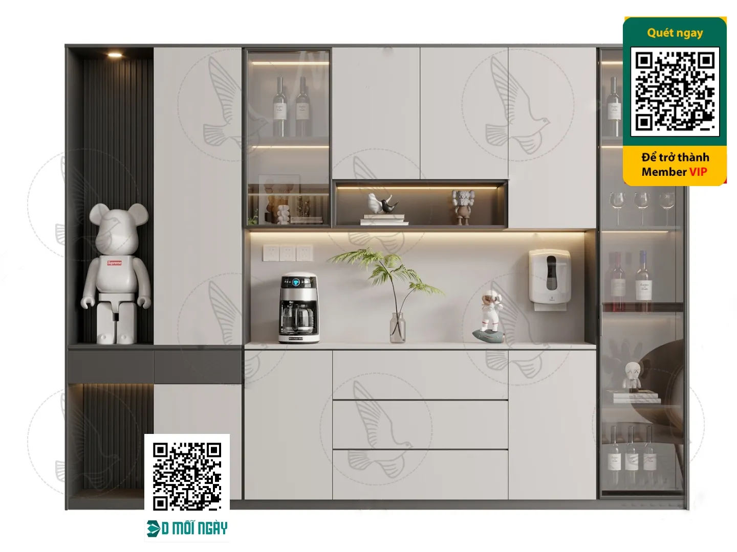 Wine cabinet 3D - 011 - 3815