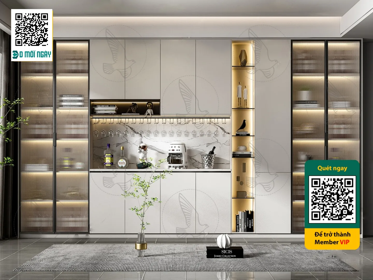 Wine cabinet 3D - 028 - 3832