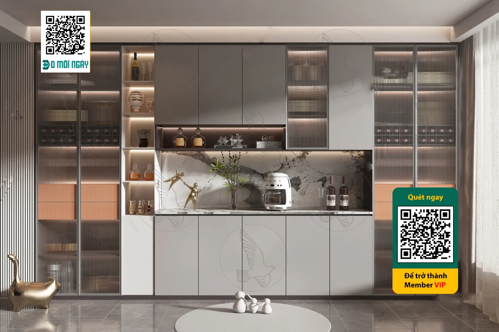 Wine cabinet 3D - 030 - 3834