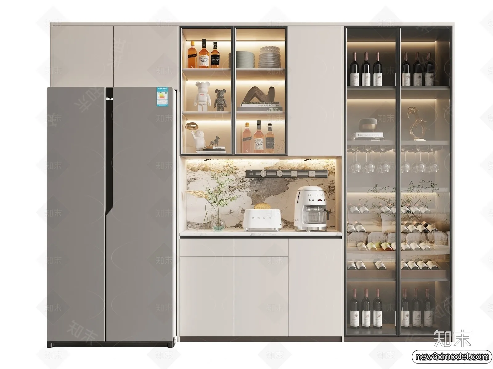 Wine Cabinet 3D Models - 3D Furniture for Interior Design - 001